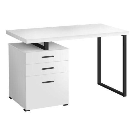 Monarch Specialties Computer Desk, Home Office, Laptop, Left, Right Set-up, Storage Drawers, 48"L, Work, Metal, White I 7646